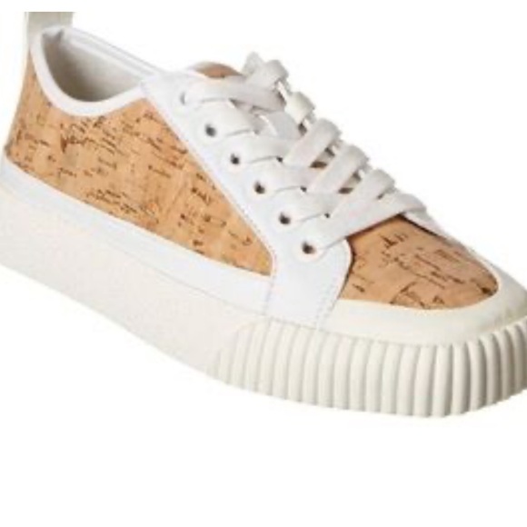 Veronica Beard Parise Leather Trim Cork Sneakers Low Top Lace Up size 10M EUC - Picture 3 of 11